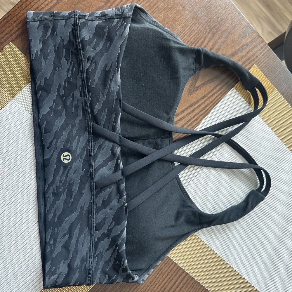 Lululemon Athletica Black Camo Crop Top